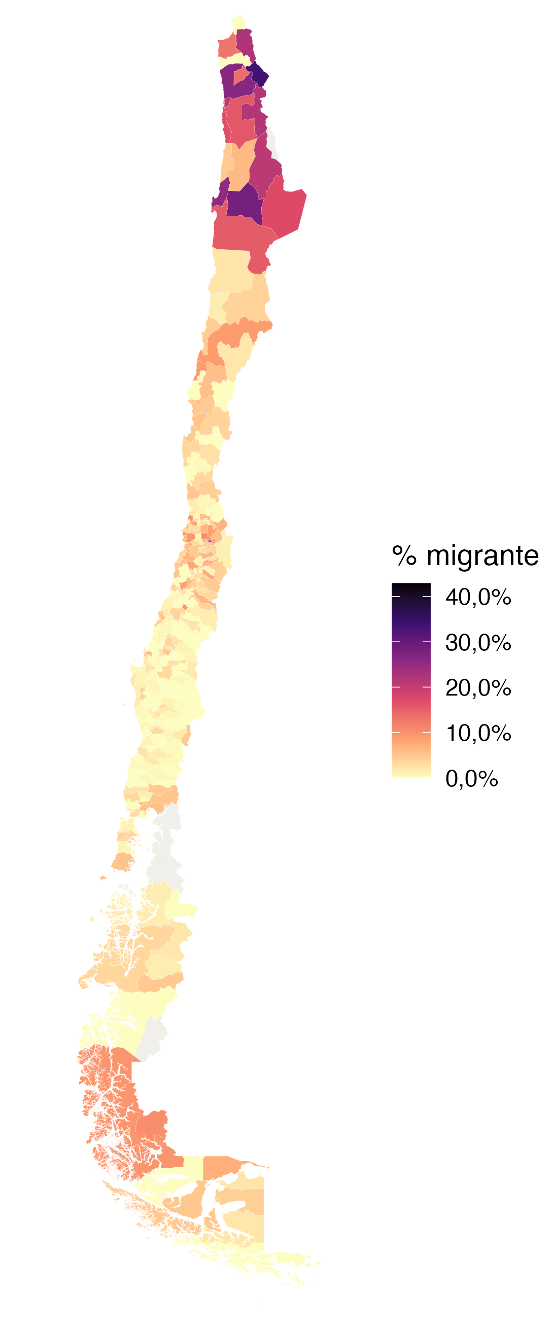 CASEN: mapa comunal de población migrante